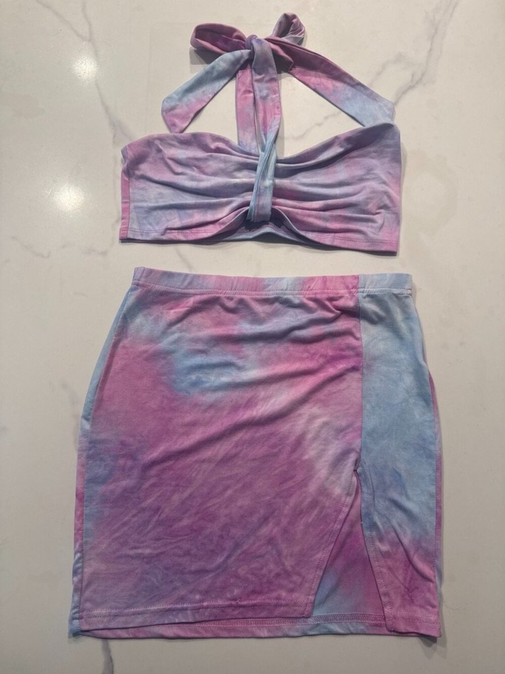 Pink and blue tie-dye set